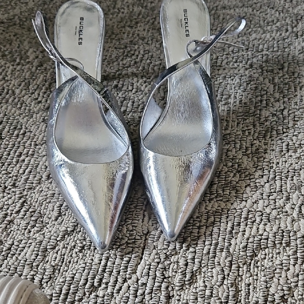 Buckle Women's Silver Heels